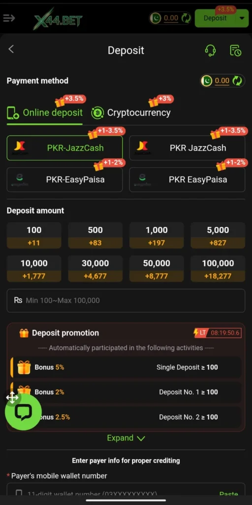 x44 bet game deposit